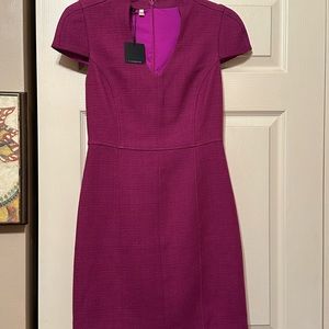 4. collective Size 2 Woven cranberry colored office dress knee length